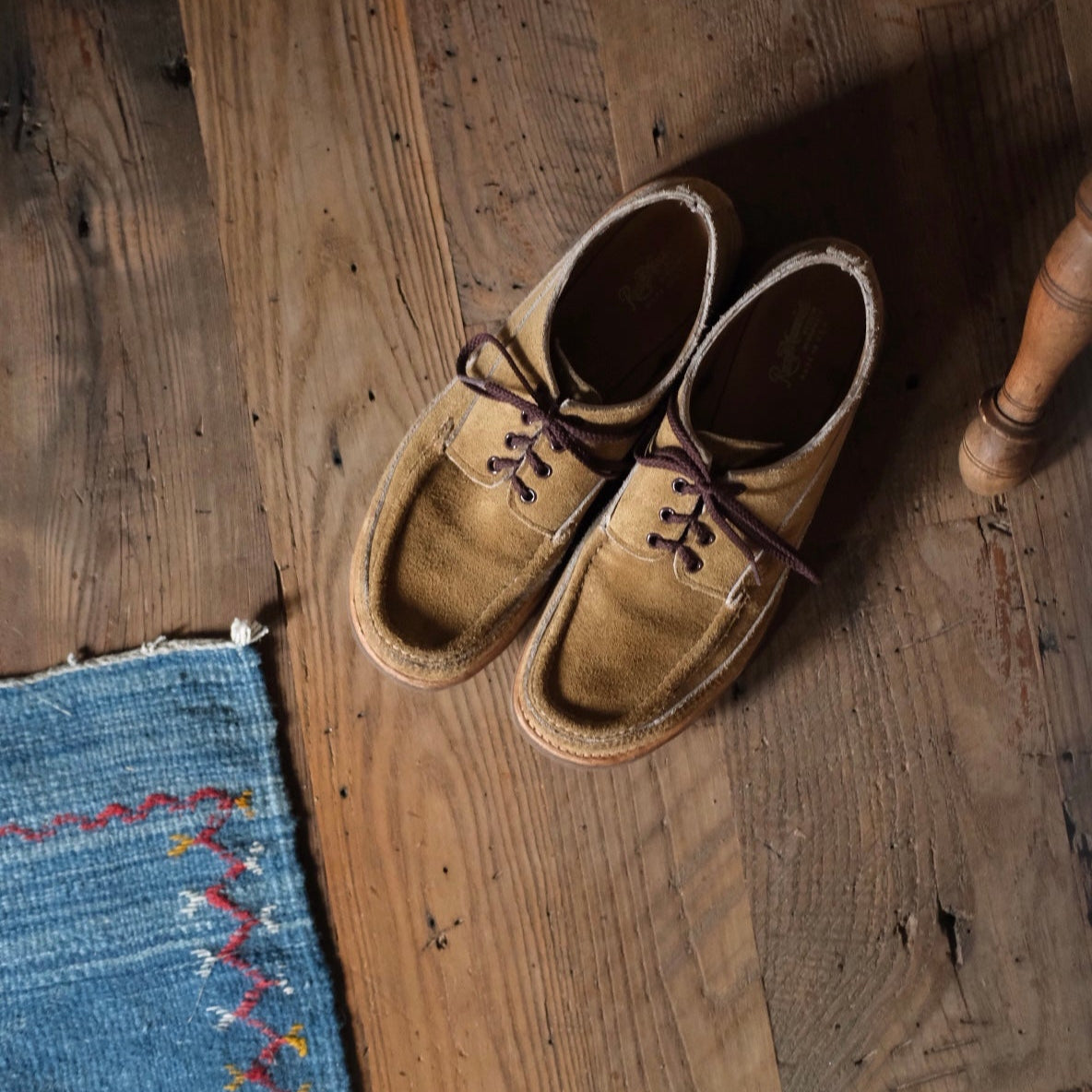 Russell Moccasin x Stitchdown Fishing Oxford—Tan Laramie