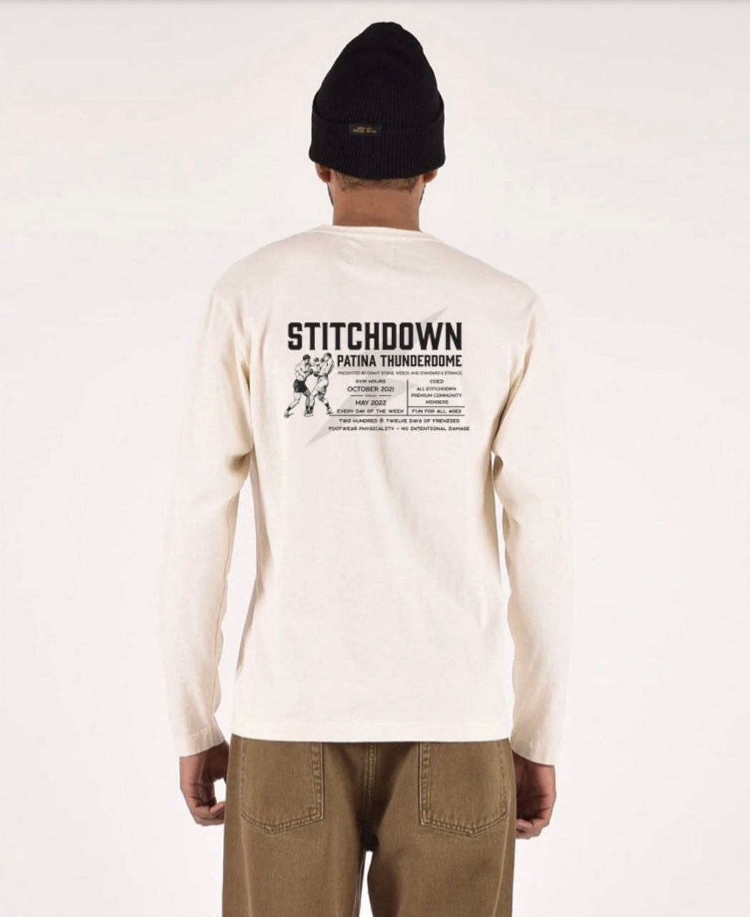 Stitchdown x Dehen Patina Thunderdome Long Sleeve Tee—Natural