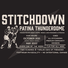 Load image into Gallery viewer, Limited Edition Stitchdown x Dehen Patina Thunderdome Short Sleeve Tee—Black

